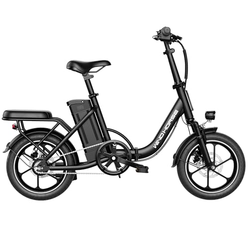 WINDHORSE 16" Folding Electric Bike for Adults, 630W Peak Motor, 20MPH, 19–35 Miles Pedal Assist Range, LCD Display, Dual Disc Brakes, Removable Battery image 2
