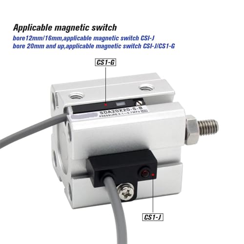 Vérin pneumatique SDA50x25-B compact à double effet