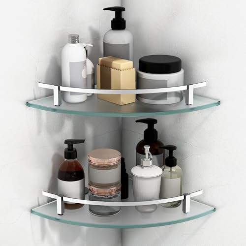 Plantex Premium Glass Corner Shelf for Bathroom/Bathroom Corner S...