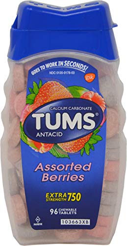 Tums Antacid/Calcium Supplement, Extra Strength 750, Chewable Tablets, Assorted Berries 96 tablets