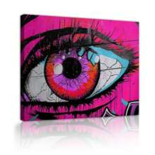 Affiche de graffitis colorés 30x45cm grand œil art de rue sur toile pour salon