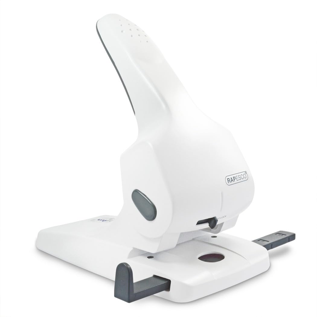 Rapesco 1383 Hole Punch Zero-65 Heavy Duty, 65 Sheet Capacity - White