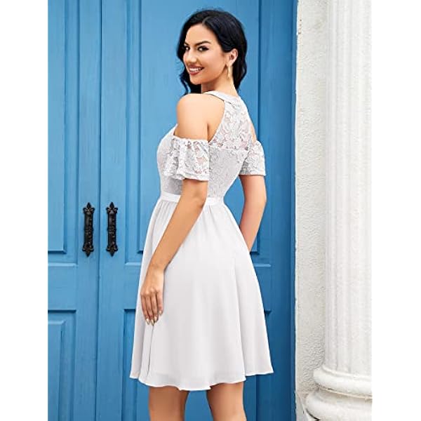 Berylove - Vestido de cóctel para mujer, elegante, para boda, vestido de noche, corto, festivo, hombros descubiertos