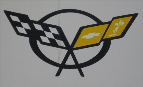 Corvette Accessories Unlimited, C5 Corvette Door Sill Cross Flag Decal (Yellow/White/Black) - Decal ONLY