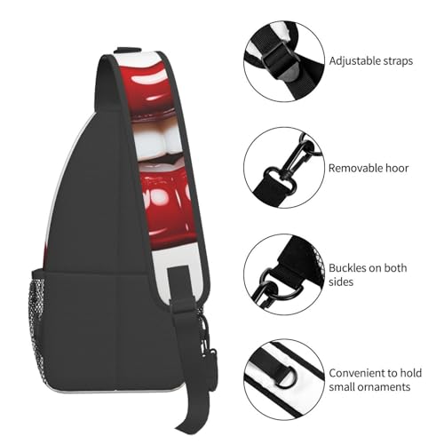 Mochila tipo sling con diseño labios rojos miniatura 4
