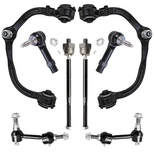 Image of Detroit Axle - Front End Kit for Ford 2003 2004 Expedition Lincoln Navigator, 2 Upper Control Arms with Ball Joints 4 Outer Inner Tie Rods 2 Sway Bars Replacement