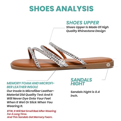 Image of NianEr Womens Microfiber Leather Memory Foam H Sandals Summer Shoes Slides | Flat, Comfortable, Slip On, Dressy, Dress, Beach, Vacation, Designer, Comfy, Casual, Bridal, Church, Boho, Office, Work