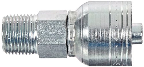 Image of Aeroquip 1AA6MP6 Carbon Steel Global TTC (Thru the Cover) Crimp Hose Fitting Male Pipe, Straight, 3 /8 inch Hose ID, 3 /8 inch - 18 Thread
