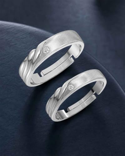 Image of Clara 925 Sterling Silver Adjustable Couple Ring for Men & Women