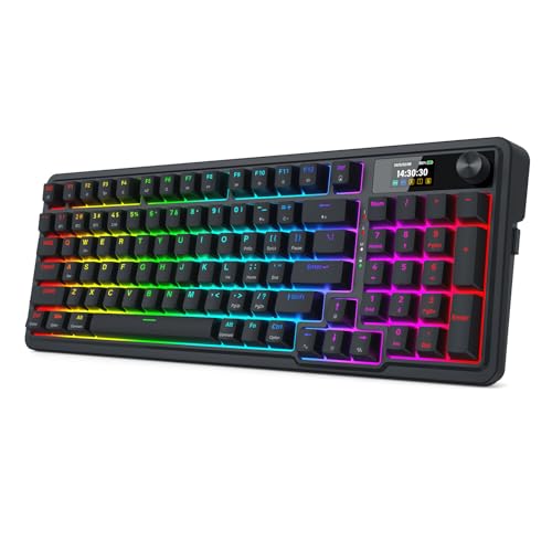Image of Redragon K719 Wireless Gasket Gaming Keyboard w /Hype Screen & Knob, 95 Keys Mechanical Keyboard, Easy-Control 1.14'' TFT Info Display, 5-Layer Noise Dampening, Custom Linear Switch, Essential Black