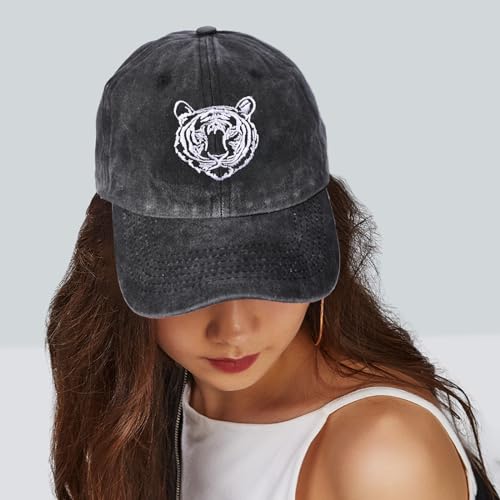 Image of Embroidered Baseball Cap for Women Men Vintage Adjustable Washed Distressed Denim Baseball Hat