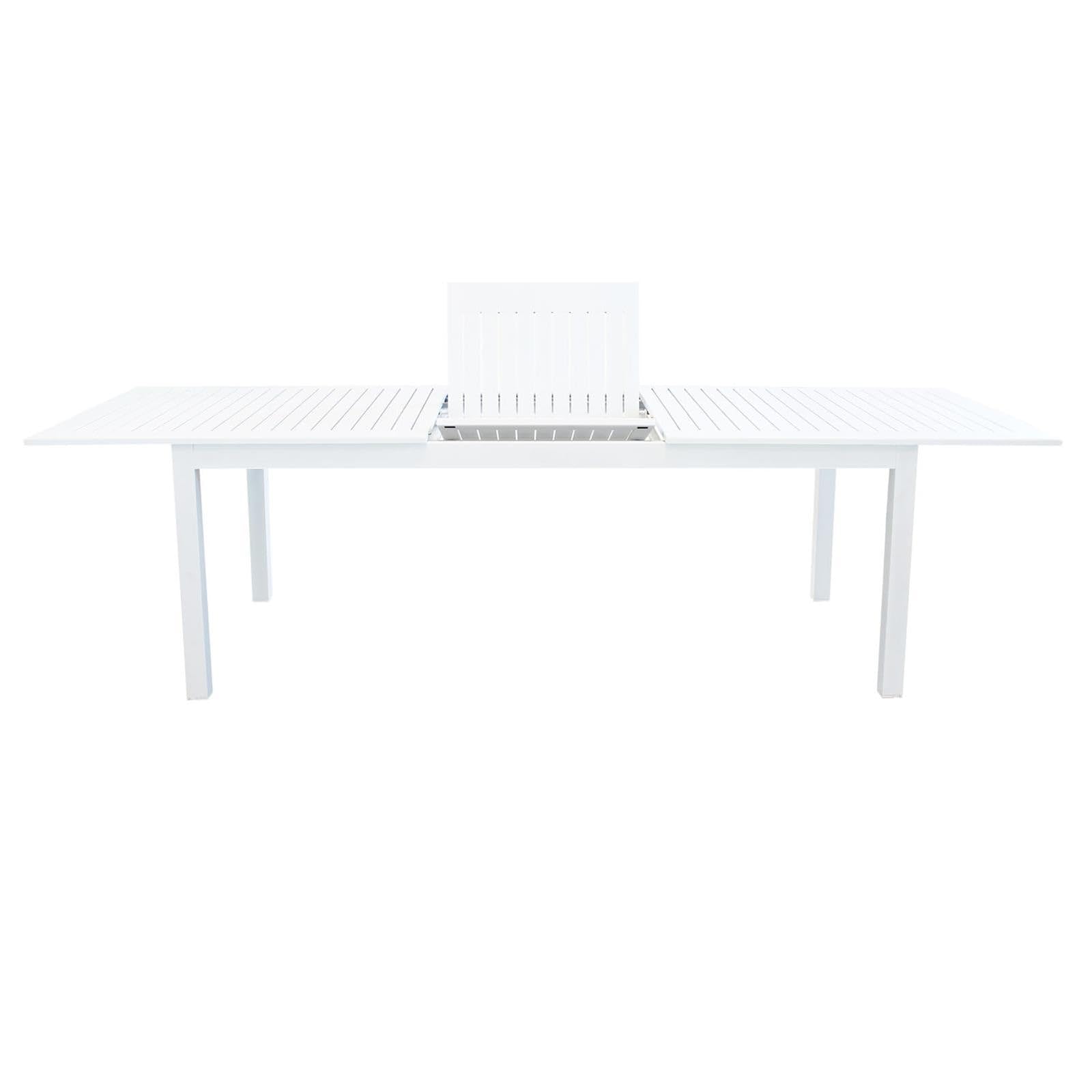 Decor Space Tavolo allungabile Ibiza Bianco in alluminio dogato da esterno per giardino e veranda (Tavolo/220-280 x 100 cm)
