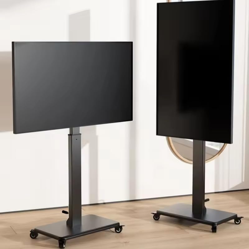 Image of 32 inch - 75 inch TV Stand Cart with Wheels 90 Degree Landscape /Portrait
