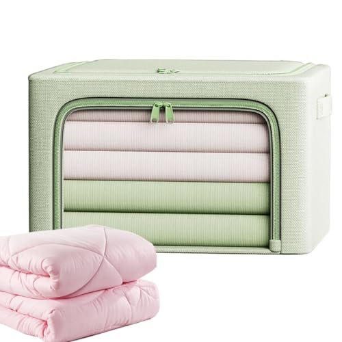 Zunetsutock Cajas De Almacenamiento Para Ropa | Cajas De 24 Litros Con Tapa Para Organizar Prendas - Cesta Con Cremallera Apilable Para Organización De Armario, Mudanza, Debajo De La Cama, Dormitorio,