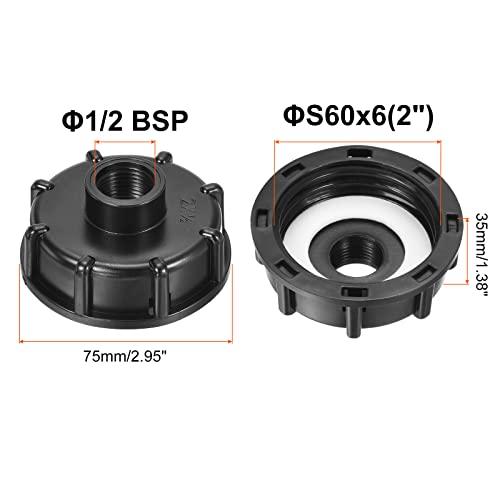 PATIKIL IBC Tote Adapter 60mm Coarse Thread 1/2" Female Outlet, 275-330 Gallon Drain Plug Connector for Water Tank Garden Hose - Image 2