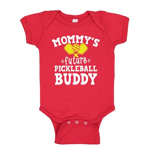 Image of Mommy's Future Pickleball Buddy Baby One Piece or Toddler T-Shirt Pickleball Baby Gift