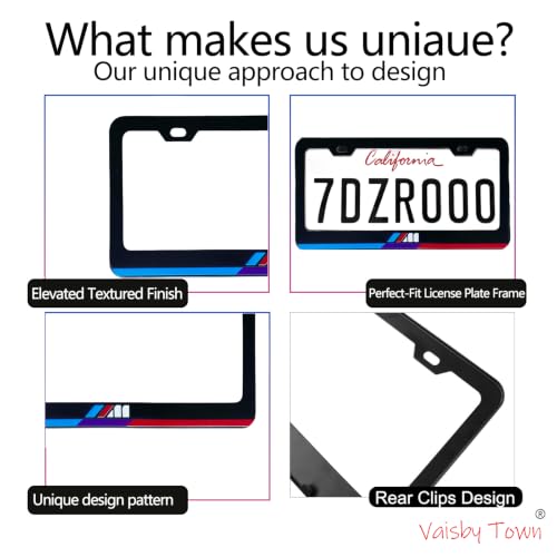 Image of License Plate Frames Cover Compatible with BMW Exterior Accessories | Tricolour(Blue purple red Gradient) Aluminum Frame, Front and Rear 2 pcs Pack