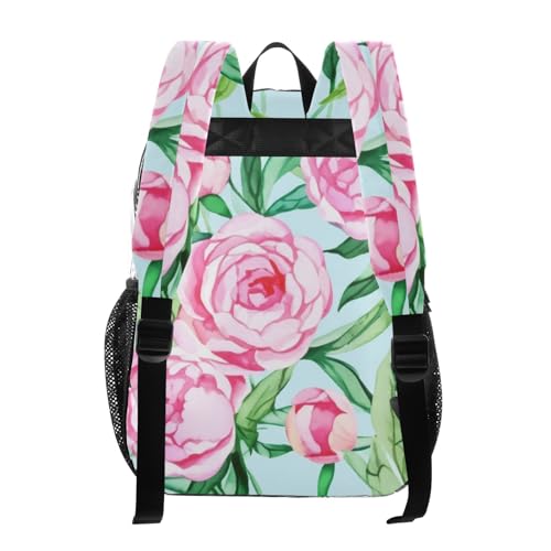 Clear Bag for Women Travel Kids Girls Backpack Boys Approved See through Bag Watercolor Pink Peony Flower3