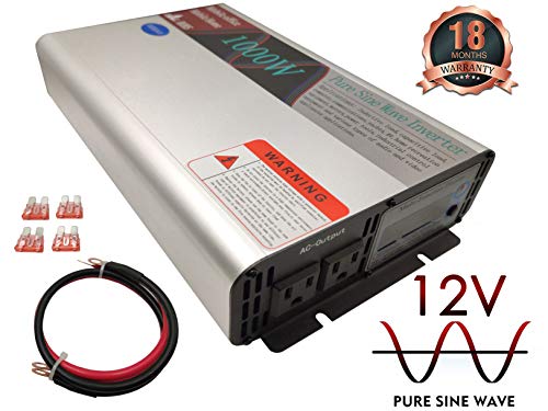GISIAN 1000W Pure Sine Wave Power Inverter Peak Power 2000W 12V DC to