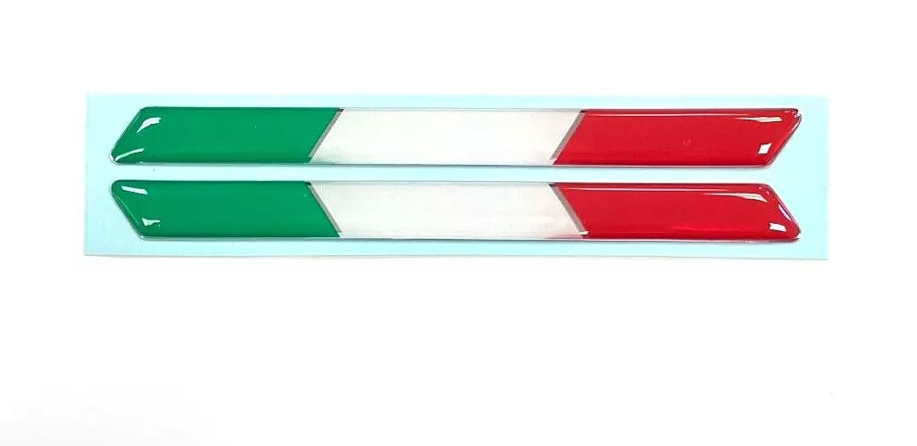 Gelz Red, White And Green 2 X 97Mm Slimline Italy Flags - Gloss Domed Gel Finish Stickers/Decals - Italian