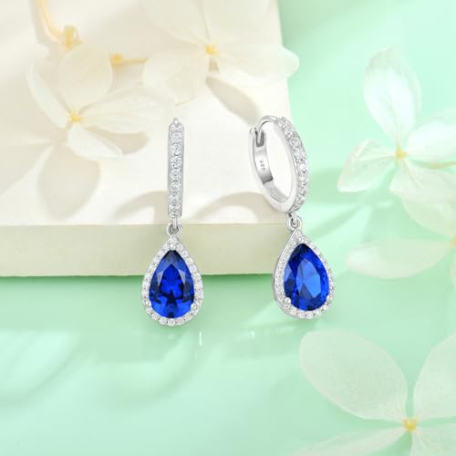 Starchenie Huggie Hoop Earrings 925 Sterling Silver 14mm Hoop Earrings Teardrop Birthstones Dangel Drop Earrings Gift for Women4