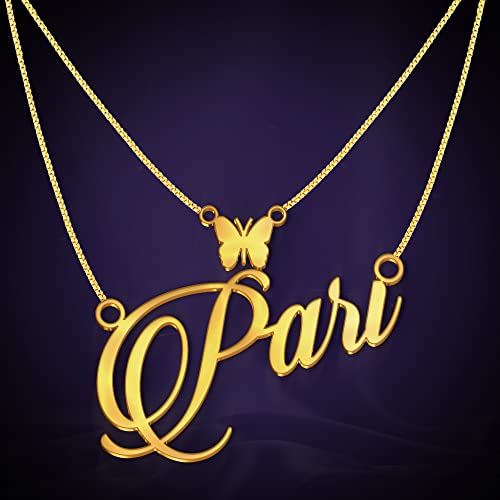 Image of Pari Cursive Gold & Silver Name Pendant Necklace, Best Jewelry Gift for Girls.