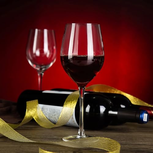 Image of Premium Wine Glasses 450ml, Set of 4 Long Wine, Burgundy Clear Glasses with Stem for Wedding Anniversary, Birthday, Gift (RKT-02, Set of 4)
