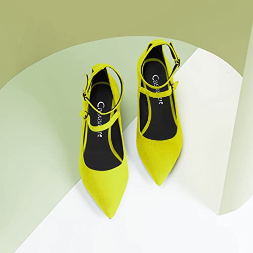 Castamere Women Low Kitten Heel Pointed Toe Ankle Strap Pumps Wedding Dress 2.0 Inches Heels3