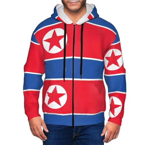 Sweat à capuche zippé à manches longues imprimé drapeau coréen - 6