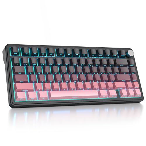 Image of surmen M75 75% Wireless Creamy Keyboard with Gasket, Pre-lubed Triple Mode Bluetooth Mechanical Gaming Keyboard BT5.0 /2.4Ghz /USB with Sound Absorbing Pads Hot-Swap(Sunset)