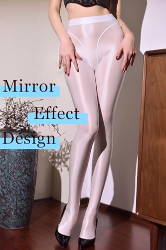 Image of RUIBAVYA Glossy Tights for Women 70D Shiny High Waist Pantyhose Sexy Toghts Footed Leggings Semi Opaque Dance Tights