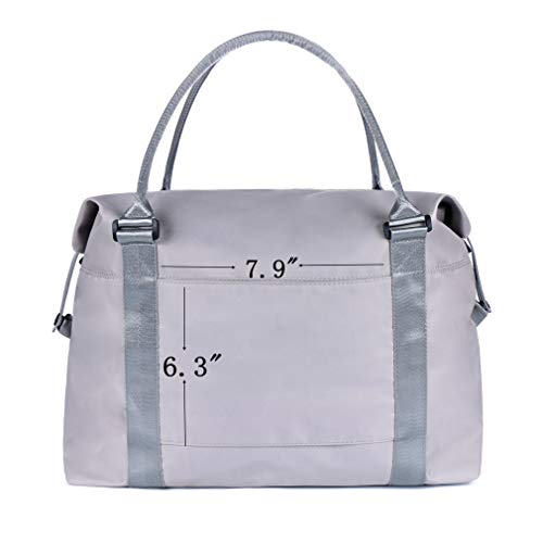 Unisex Large Travel Shoulder Weekender Overnight Bag Handbag Gym Tote Bag with Trolley Sleeve (Silver Grey)