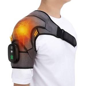 Therapeutic Shoulder Massager with Vibration & Heat | Adjustable Electric Shoulder Support for Pain Relief | Ergonomic Design, 3 Massage & Heating Modes