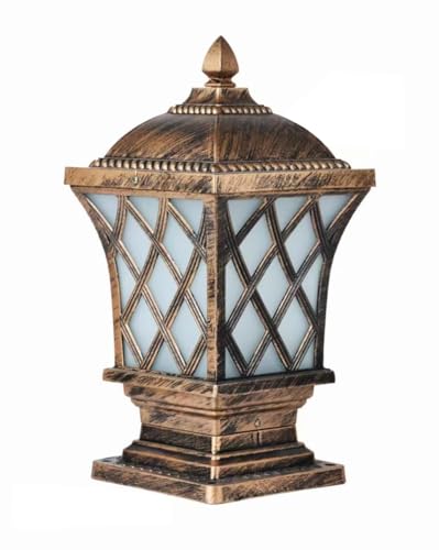 Image of Generic Antique Aluminium Outdoor Gate Light for Main Gate and Pilla Cross Lattice Waterproof Exterior Post Lamp for Brass Finish (Bulb Not Included) Pack of 3