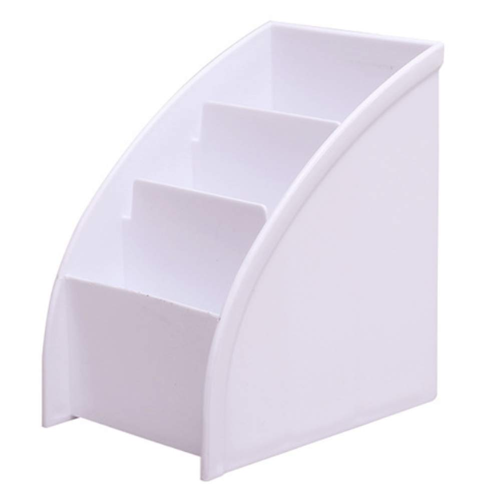 Apofly White Remote Control Holder, Tabletop Storage Box Organizer Caddy Holder Container Plastic Trapezoid Makeup Stationery Pen Box (White)