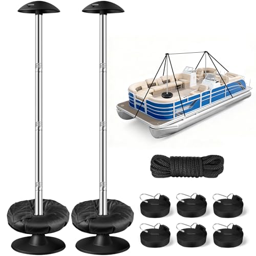 Fuprosico Pontoon Cover Support Poles with Ring Sandbag Much More Stable,Adjustable Boat Cover...