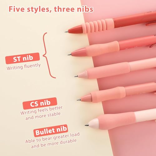 Image of Shuttle Art Aesthetic Floral Gel Pen Set of 5 | Black Ink 0.5mm Smooth Writing Pens | Cute Soft Grip Ball Pen for School College Office | Stationery Gift for Girls Students Teachers Journaling Notes