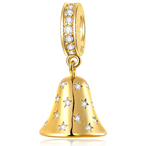 EMOSTAR Christmas Charms fits Xmas Bracelet, Christmas Bell Charm, Crystalized Snowflake, Festive Tree, Christmas House, Santa Claus Charms in 925 Sterling Silver, Celebration Gifts for Friend/Family