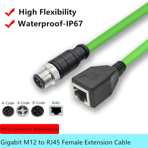 Cable Industrial Ethernet Cat6a M12 4-pin a RJ45 1 Metro miniatura 4