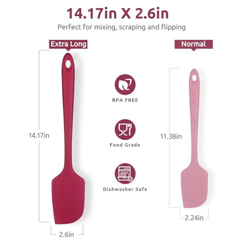 Image of U-Taste 14in Extra Large Silicone Spatula, 600F Heat Proof Scraper, Red