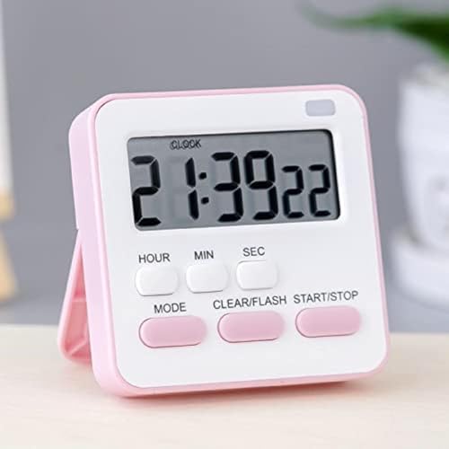 Pink Digital Kitchen Timer & Stopwatch, Countdown Large Digits, Loud Alarm, Magnetic Stand Round, for Cooking | Baking | Teacher Kids Study | Shower Bathroom | Oven