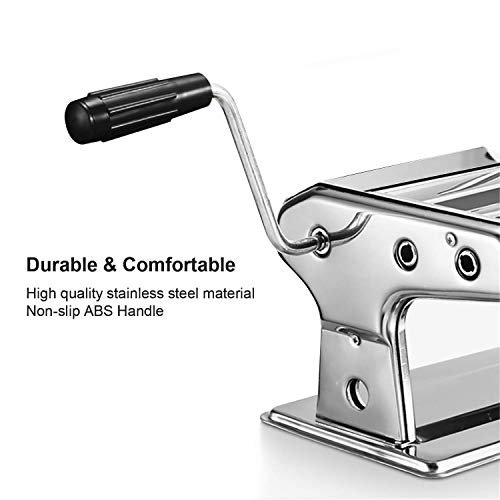 Pasta Maker Machine, Noeler Pasta Crank Stainless Steel Pasta Roller Machine,Manual Noodle Maker Pasta Cutters with 2 Blades,Make Fresh Spaghetti or Fettuccini