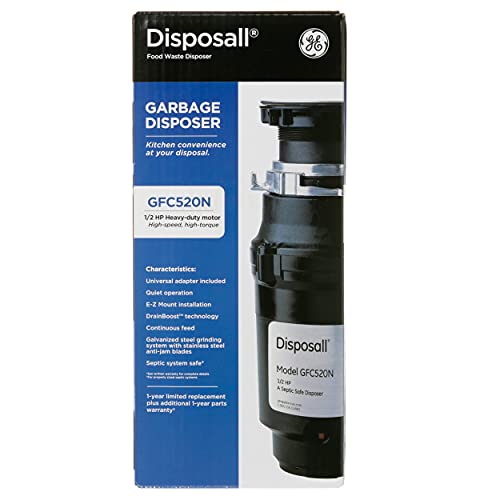 Ge Continuous Feed Garbage Disposal, 1/2 Horsepower, Good For Grinding: Beans, Potatoes, Peels, & Cooked Meat, Easy Install Kit Included, Non-Corded, Recommended For 2-4 Person Homes Black #TOP1