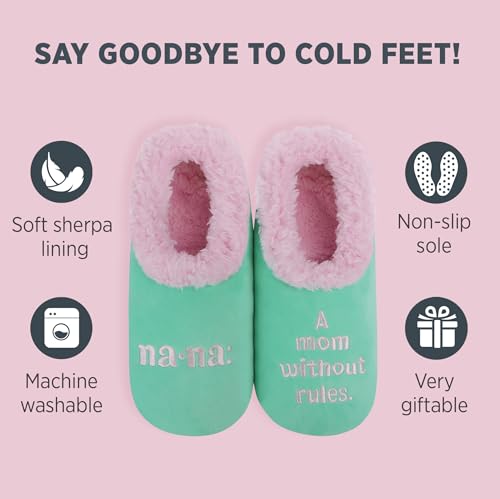 Image of Snoozies Grandma Slipper Socks for Women, Nana House Slippers Soft Non-Slip, Sherpa Lining, Indoor Cute Great Grandma