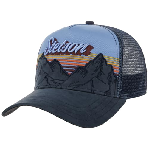 Stetson Casquette Trucker Mountain Mist Homme - de Baseball Mesh Snapback, avec visière Printemps-été Printemps Été Automne Hiver - Taille Unique Bleu-Bleu foncé