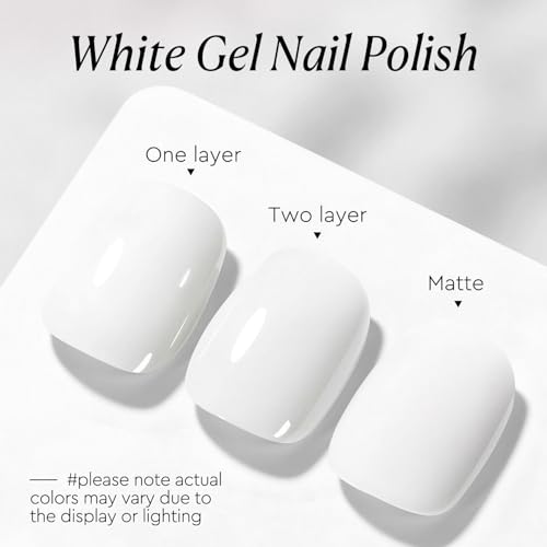 Image of AZUREBEAUTY 18ML White Gel Nail Polish - Pure White Soak Off UV /LED Gel Polish for French Tips, High Gloss Solid White Nail Art Gel for DIY Manicure Salon Use