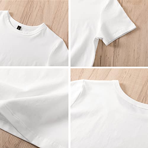 KEEVICI Girls' Cute Strawberry Cow Print T Shirts Short Sleeve Crop Cotton Tops4