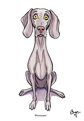 Chien de Weimar dessin animé Bryn Parry, cadeau idéal prêt à encadrer - 2