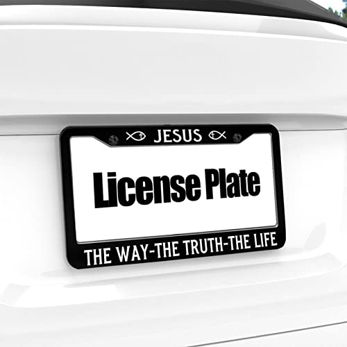 License Plate Frame Jesus The Way The Truth The Life Car Tag Frame License Plate Holder Car Plate Frame Auto Tags Cover 2 Holes Screws #TOP2