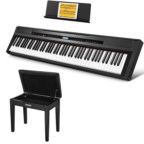 Donner DEP-20 Beginner Digital Piano + Black Piano Bench with Storage - image 1